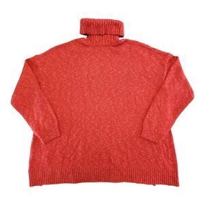 NWT J. Jill Red Brown Speckle Turtleneck Cable Knit Sweater Womens Medium $99‎